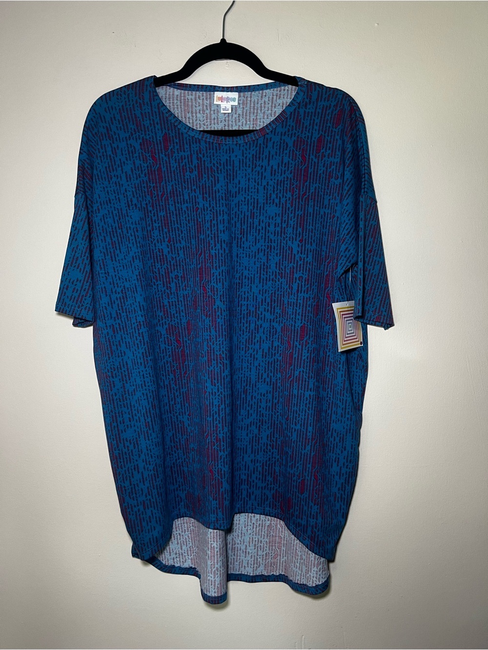 LuLaRoe Irma Top Blue w/ Pattern